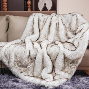 1000GSM Faux Fur Super Thick Warm Cozy Heavy Throw Blanket 50x60 Luxury